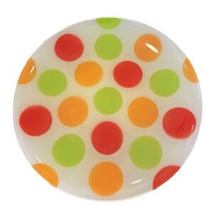 Rare WALTHER GLASS- LOVE Mid-century Modern ORANGE/YELLOW DOT Platter 15"